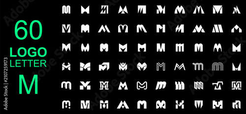 Set of letter M logo. Geometric abstract logos. Icon design