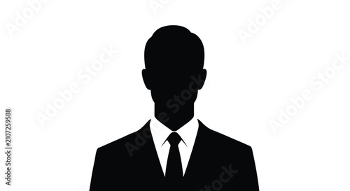 Konstfotografi Man in suit and tie upper body portrait black silhouette against a white backgro