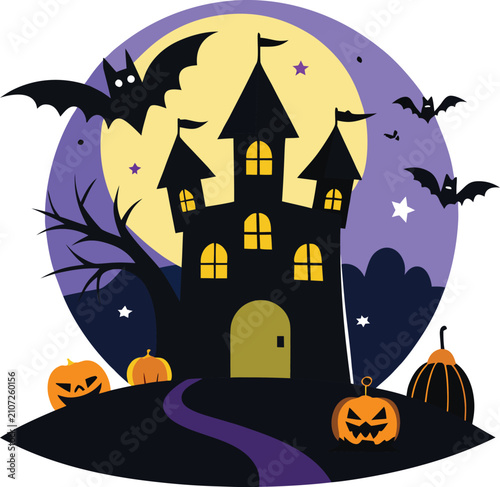 Halloween night themed illustration an additional vector illustration