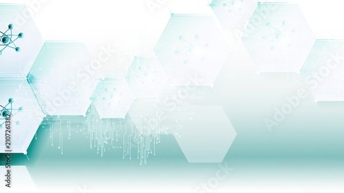 Futuristic STEM Education Background with Hexagons and Circuit Lines