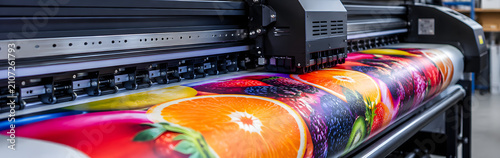 Large format printer producing vibrant fruit graphics