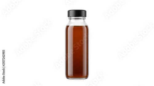 Cuadro en lienzo Small glass bottle filled with brown liquid drink or herbal tea
