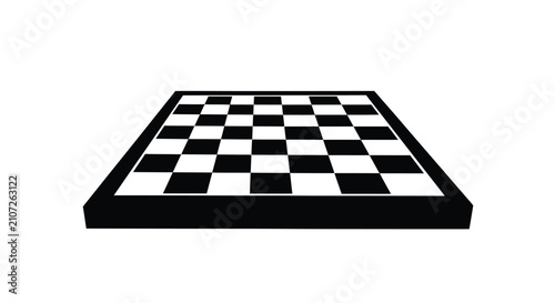 Fotografie Checkered game board with alternating squares a black silhouette against a white