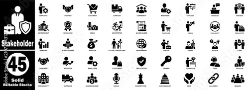 Bild auf Leinwand Stakeholder solid icons set