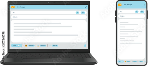 Responsive Email App UI Design for laptop and Mobile