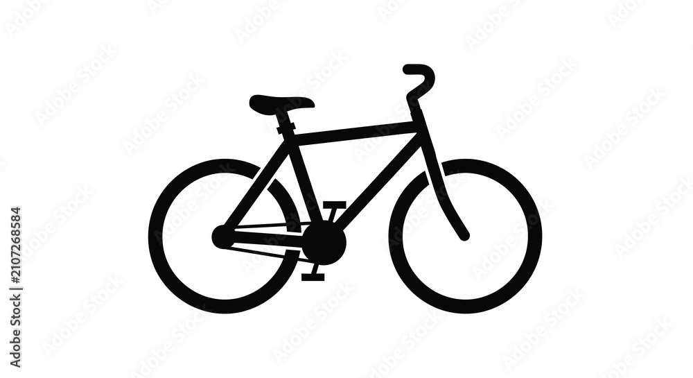 Obraz premium Black bicycle silhouette against a white background a minimalist transportation outline silhouette bike cycling vehicle wheels pedals