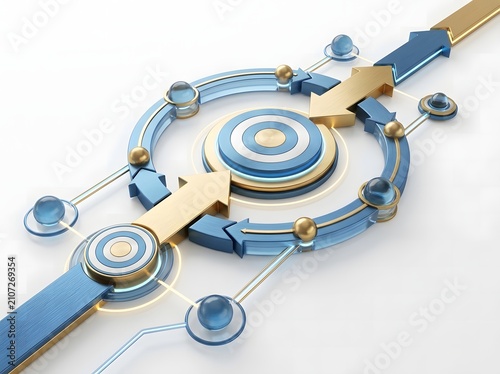 Abstract 3D arrows and targets showing business strategy roadmap
