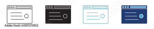 Browser Window Icon in Outline and Solid Vector Collection for Web Interface and Digital Applications