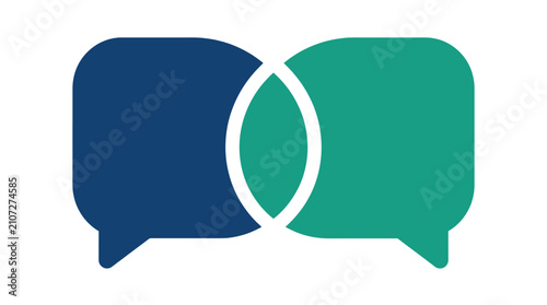 Foto Overlapping blue and green speech bubble icons