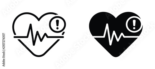 Foto Heart attack medical icon, cardiac emergency and cardiovascular disease symbol for healthcare services, hospital applications and health awareness graphics
