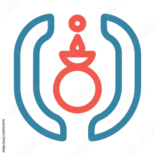 Lotus Flame Symbol Flat Vector Illustration With White Background