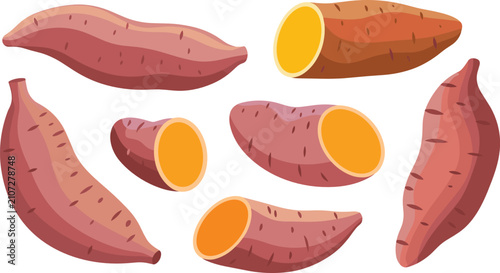 Quadro su tela Sweet potato flat vector illustration graphics