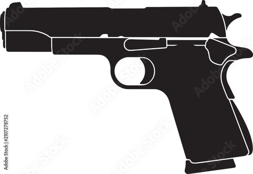 Photography Silhouette handgun pistol vector illustration isolated