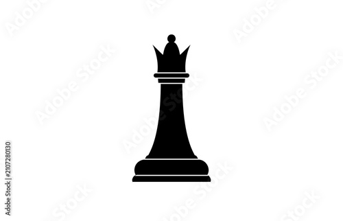 Black Chess Queen Piece Icon Representing Strategy, Power and Leadership for Games and Business Concepts.