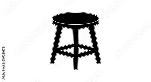 Black silhouette of a four legged stool on a white background