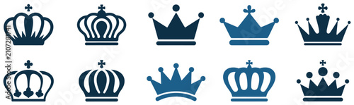 Cuadro en lienzo Royal King and Queen Crown luxury icons featuring elegant regal symbols for mona