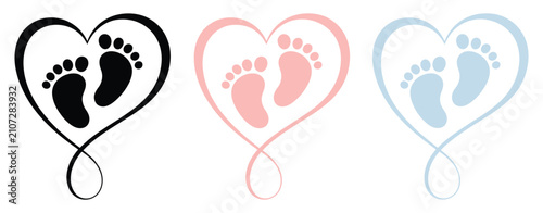 Baby Feet Silhouette Icon Set for Infant Footprint Maternity Hospital and Childcare Design