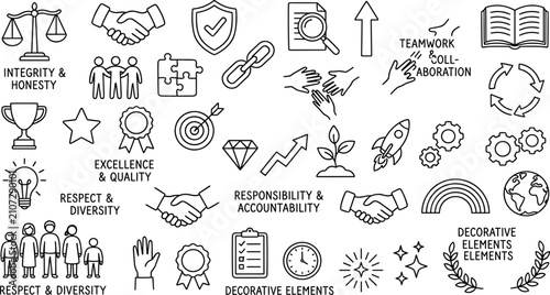 Slika na platnu Core Values Doodle icon set