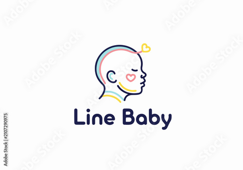 Cute baby logo with bubbly cheerful expression