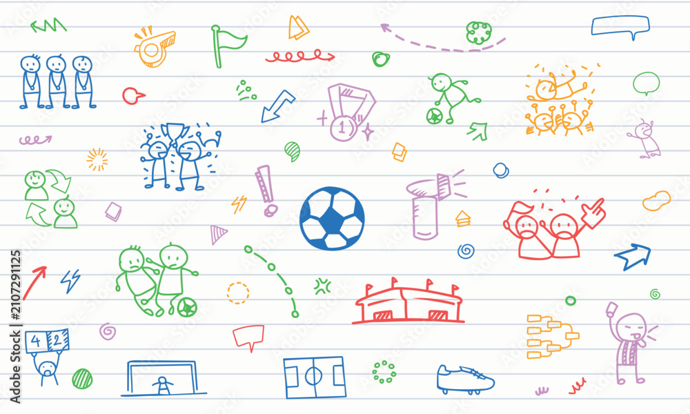 Obraz premium Horizontal Minimal Football Game Lined Paper Pattern