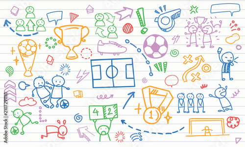 Obraz na płótnie Horizontal Lined Paper Football Tournament Pattern