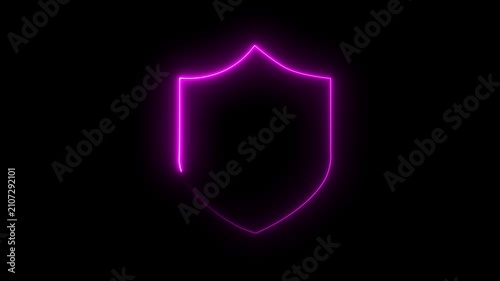 Shield Icon with Cyber Security Protection Symbol, Data Privacy Guard Concept, and Futuristic Cyberpunk Network Safety Tech Graphic on Black Background..