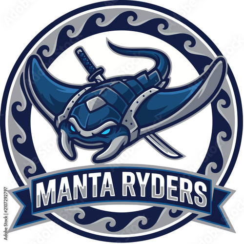 Konstfotografi Manta Ryders: Manta Ryders Ocean Ray Marine Mascot Logo