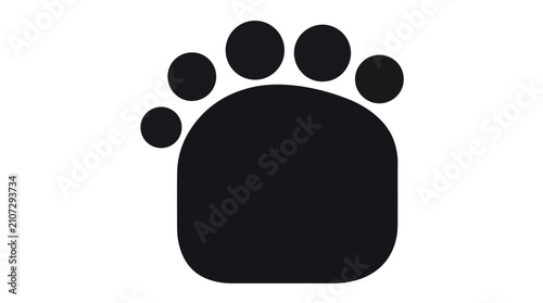 Canvas Print Elephant Footprint Silhouette vector icon, Black silhouette of a wild beast paw with five toes, Simple pet footprint graphic, paw, animal, print, footprint, vector, silhouette, icon, pet, wild, beast
