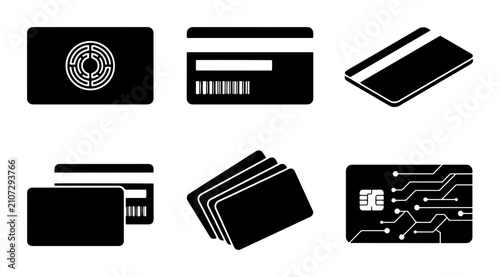 Tableau sur toile 70 Credit Card Icons, Payment Card Graphics, Financial Transaction Symbols, Digi