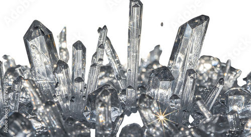 Cuadro en lienzo Natural Clear Quartz Crystal Formation with Sparkling Mineral Cluster Isolated o