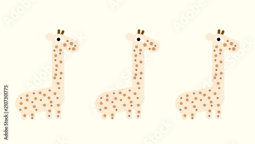 Photography Three Cute Abstract Giraffes Animal Character Illustration