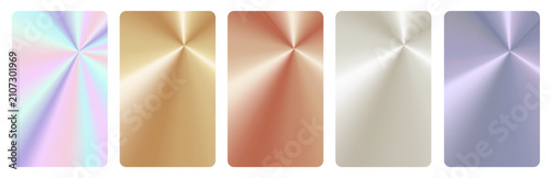 Foto A collection of metallic radial gradients featuring glossy polished steel, gold,silver,mother-of-pearl and copper in circular textures