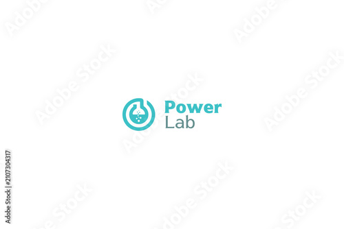 Power button Laboratory flask sign in a circle