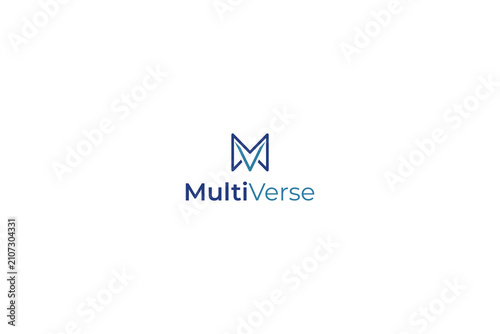 Letter MV modern minimal multiverse logo 