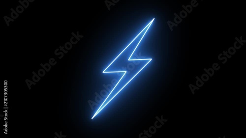 neon sign of lightning bolt. Concept of lightning, thunder electricity. on alpha transparent background