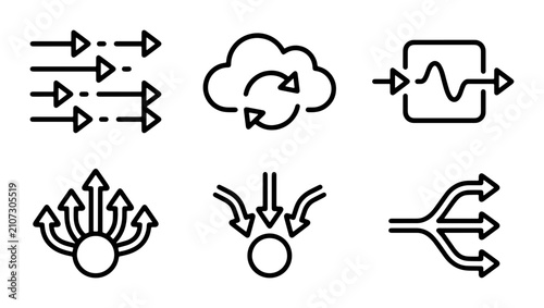 Canvastavla Flowchart Arrows Icons, Data Stream Direction, Process Flow Symbols, Vector Set