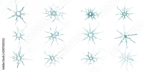 Schilderij op canvas Broken glass shards with radial cracks a vector illustration against a black bac