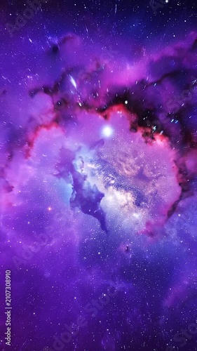 Vibrant Purple and Blue Nebula with Swirling Cosmic Dust and Distant Stars – Deep Space Galaxy Background