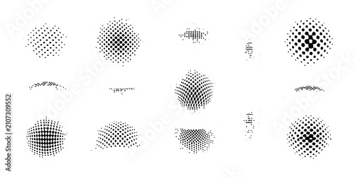 Halftone dot patterns on a white background a collection of varying densities