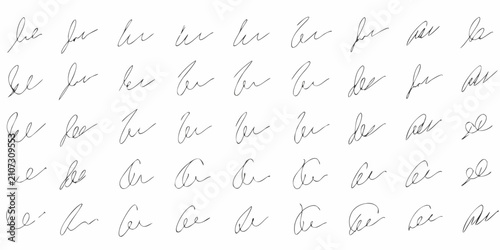фотографія Collection of handwritten signatures in cursive script on a white background
