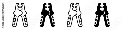 Schilderij op canvas Icon set of wire strippers in four styles: outline, filled, and hand-sketched