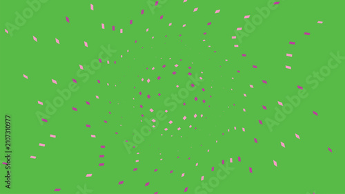 Abstract background with purple confetti particles arranged in a swirling vortex pattern