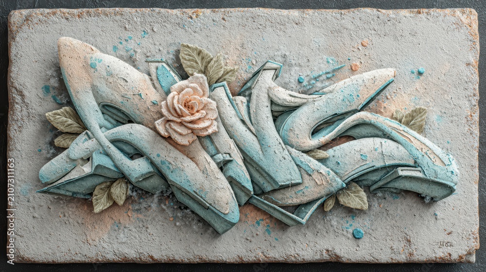 Fototapeta premium Minimalist street art scene with leftaligned design elements