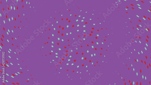 Abstract background with red and light green diamond shapes on a purple backdrop