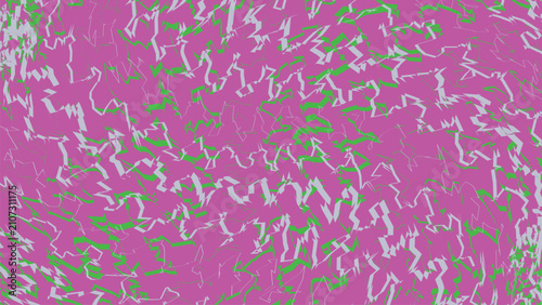 Abstract digital art with neon green and light blue jagged lines on purple