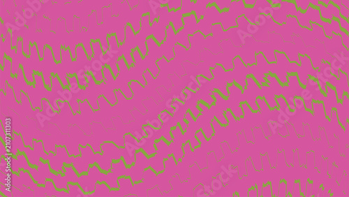 Abstract neon green zigzag pattern on vibrant magenta background