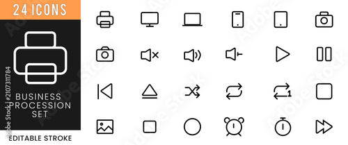 Set of Vector Music and Communication Icons with Musical Instruments Notes Keys Arrows Mail Phone Web Symbols and Business Interface Elements Collection