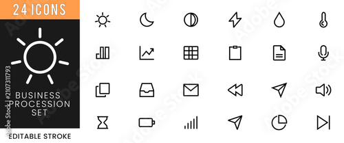 Set of Vector Music and Communication Icons with Musical Instruments Notes Keys Arrows Mail Phone Web Symbols and Business Interface Elements Collection