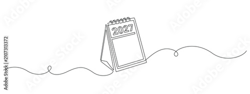 Fotografie Loose-leaf calendar 2027 in one continuous line drawing
