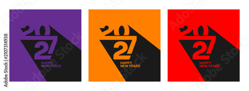 Happy new year 2027 colorful minimal typography poster banner design, vector illustration